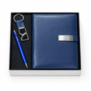 Royal Blue Executive 3-in-1 Gift Set - Premium Notebook, Pen & Keychain Combo