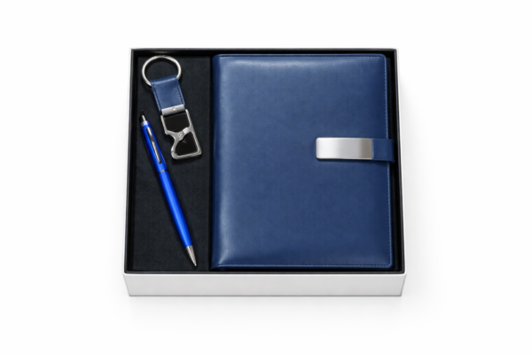 Royal Blue Executive 3-in-1 Gift Set - Premium Notebook, Pen & Keychain Combo