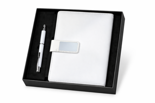 Executive 2-in-1 Business Gift Set - Professional White Notebook & Metal Pen Combo