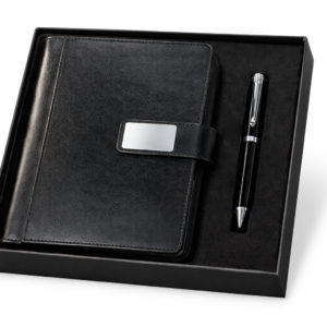 Executive 2-in-1 Business Gift Set - Professional Notebook & Metal Pen Combo (Classic Black)