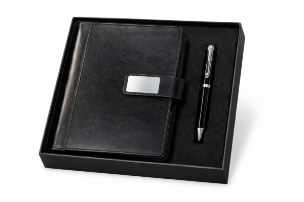 Executive 2-in-1 Business Gift Set - Professional Notebook & Metal Pen Combo (Classic Black)